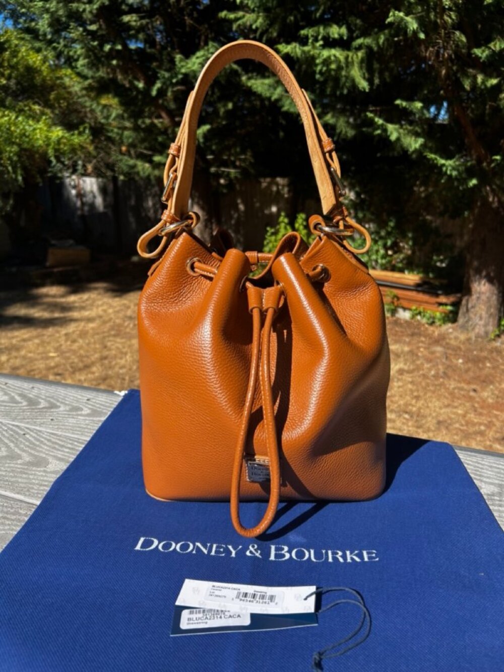 Dooney & Bourke Lucca Leather Drawstring Shoulder Bag - Caramel